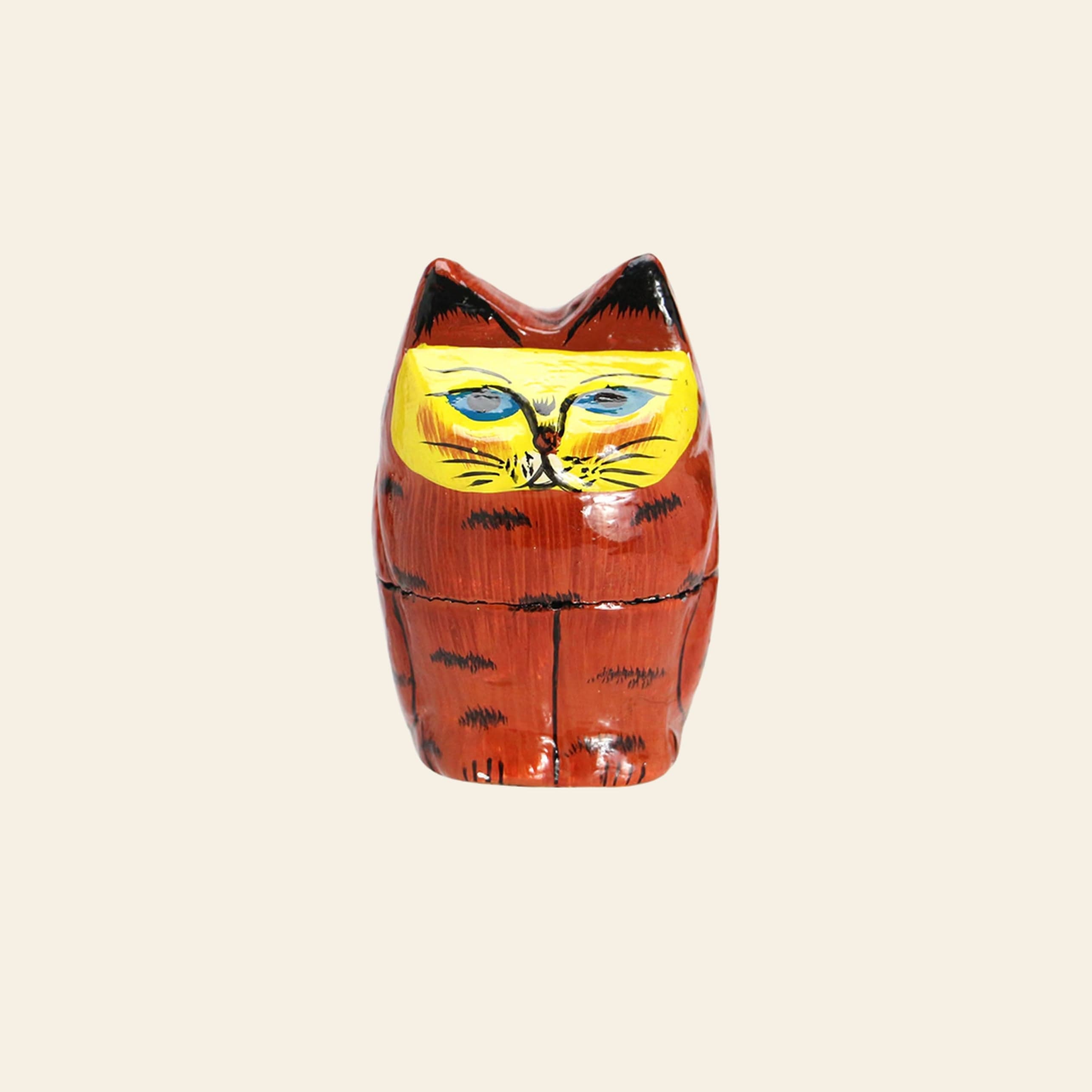 Figura Papier Mache Standing Cat - Brown