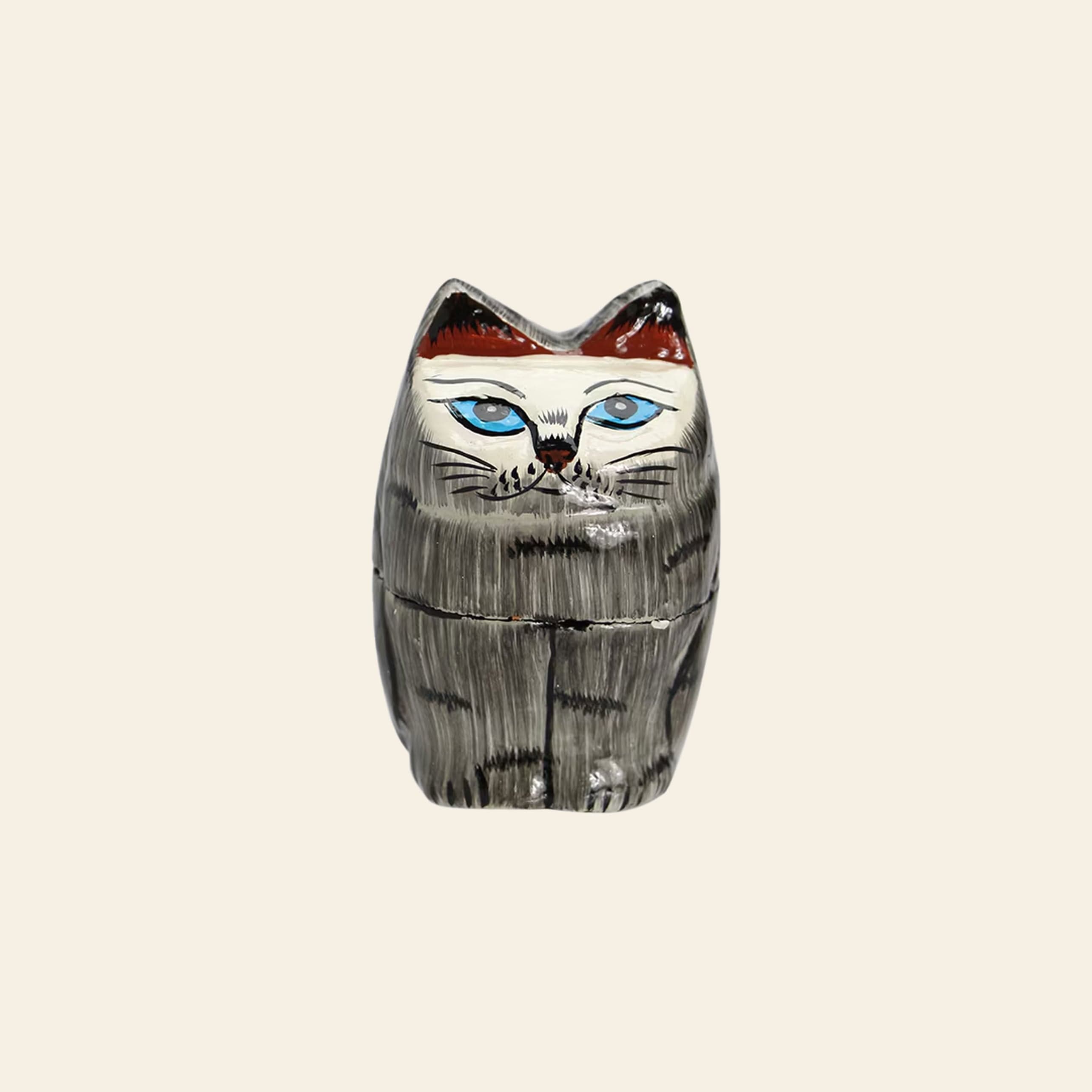 Figura Papier Mache Standing Cat - Grey