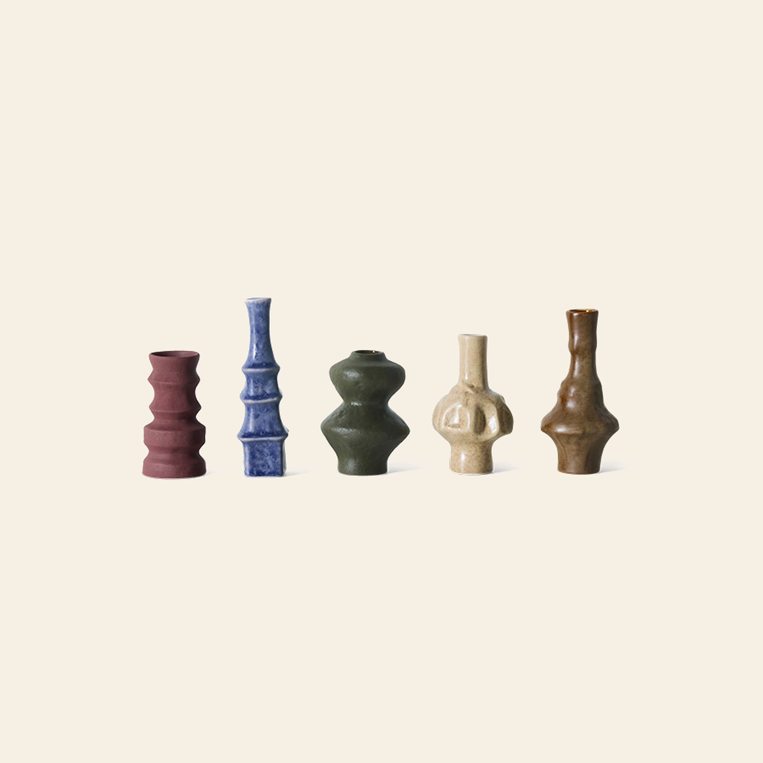 Era Living 70s Ceramics: Small Vases, Set of 5 - Palette — Default